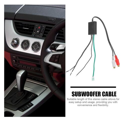 Car Speaker Cable Adapter with 2 RCA Female Connectors, Plastic Material, Black Color, Featuring Convenient Setup and Stable Signal Transmission for Vehicle Audio and Home Sound in Kuwait