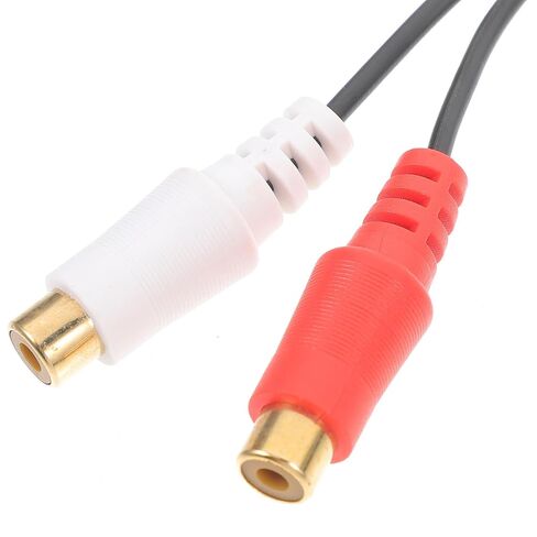 Car Speaker Cable Adapter with 2 RCA Female Connectors, Plastic Material, Black Color, Featuring Convenient Setup and Stable Signal Transmission for Vehicle Audio and Home Sound in Kuwait
