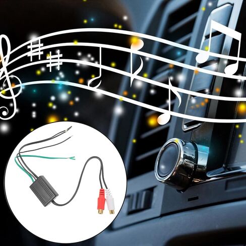 Car Speaker Cable Adapter with 2 RCA Female Connectors, Plastic Material, Black Color, Featuring Convenient Setup and Stable Signal Transmission for Vehicle Audio and Home Sound in Kuwait