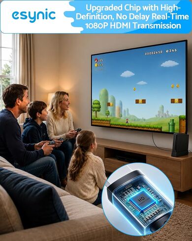 eSynic Portable Wii to HDMI Converter 1080P for Full HD TV Monitor-Plug & Play with 1M HDMI Cable Included-Supports All Wii Display Modes 480i/480p/576i–for Family Gaming in Kuwait