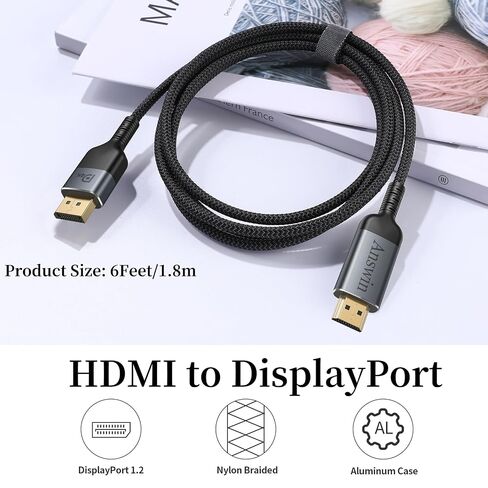 HDMI to DisplayPort 4K@60Hz Uni-Directional 6Ft HDMI to DP Cable in Kuwait