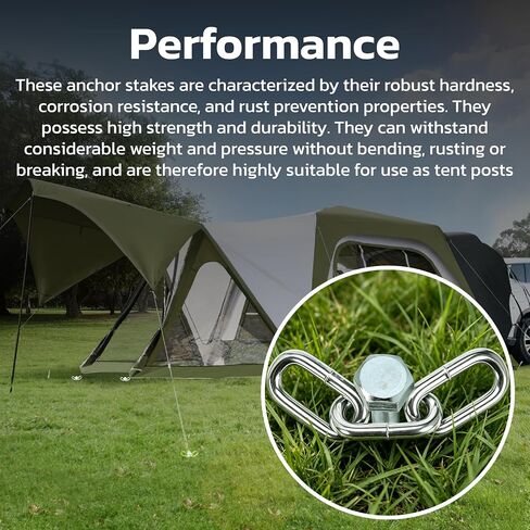 Heavy Duty Lag Screws 3/8 x 12 Tent Stakes Kit with Chain Links and Washers for Trampoline Carports Canopies Sheds Swing Sets Camping Ground Anchors for High Winds in Kuwait