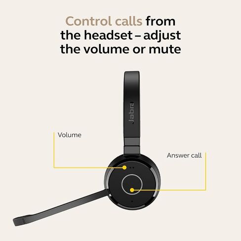 Jabra Evolve 65 TE (Third Edition) Wireless Dual-Ear Headphones - Noise-Canceling Mic, 16 hrs Battery Life, Dual Connectivity, MS Teams Certified, Supports Other Platforms, Black (Renewed) in Kuwait