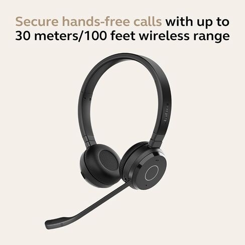 Jabra Evolve 65 TE (Third Edition) Wireless Dual-Ear Headphones - Noise-Canceling Mic, 16 hrs Battery Life, Dual Connectivity, MS Teams Certified, Supports Other Platforms, Black (Renewed) in Kuwait
