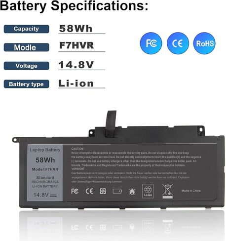 BND F7HVR Laptop Battery Replacement for Dell Inspiron 17 7737 7746 15 7537 5545 Series Ins15HD-2528 Ins15HD-1528 Ins15HD-1828T G4YJM 062VNH T2T3J Battery 14.8V 58Wh in Kuwait