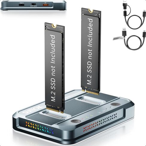 Dual-Bay M.2 SSD Cloner 20Gbps NVMe Duplicator Quadruple Cooling in Kuwait