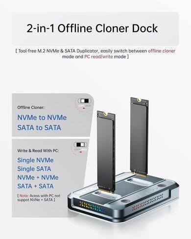 Dual-Bay M.2 SSD Cloner 20Gbps NVMe Duplicator Quadruple Cooling in Kuwait