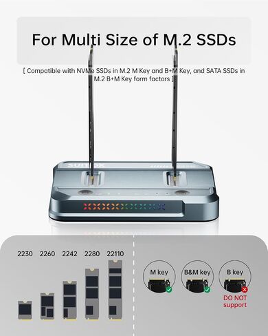Dual-Bay M.2 SSD Cloner 20Gbps NVMe Duplicator Quadruple Cooling in Kuwait