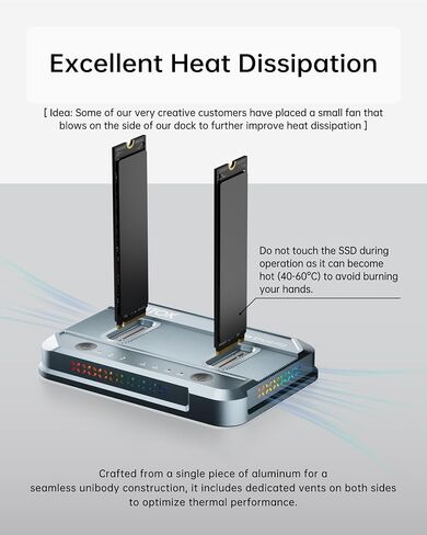 Dual-Bay M.2 SSD Cloner 20Gbps NVMe Duplicator Quadruple Cooling in Kuwait