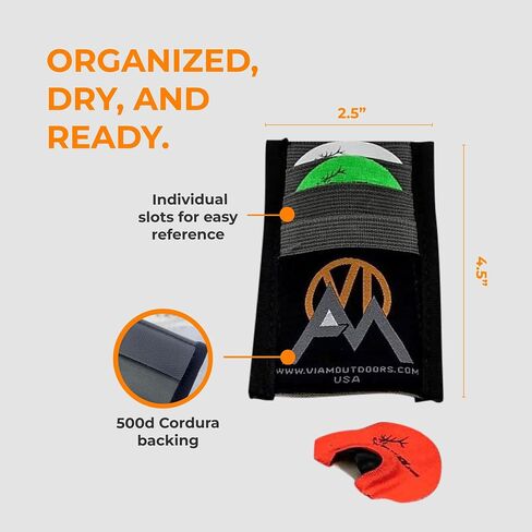 VIAM Outdoors Bighorn Reed Stash: Elk, Bighorn, & Turkey Mouth Call Holder, Hunting Gear Organizer for 5 Diaphragm Game Calls - Attaches to Hunting Backpack, Bino Harness, Bugle Tubes, & 1.5" Webbing in Kuwait