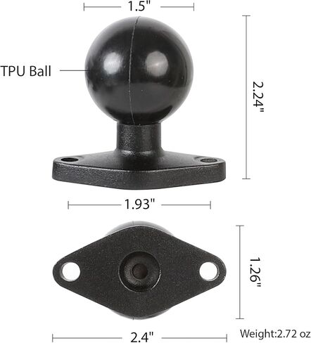 xik 1.5" TPU Ball Aluminum Alloy Diamond Base, Marine Electronic Stand Base for Fish Finder/Industrial Computer/GPS Mount, Compatible with RAM C Size Dual Socket arm in Kuwait