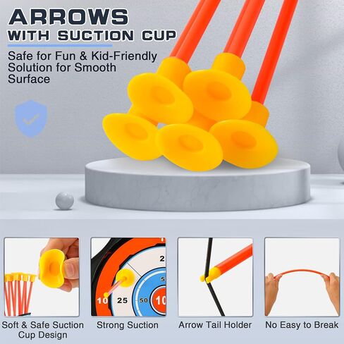 LED Light Up Bow and Arrow Set 2-Pack with Suction Cup Arrows & Electronic Scoring Soccer Target Game, Indoor Outdoor Archery Kit with Target Quivers, Soccer Game with Training Discs Soft Balls for Ki in Kuwait