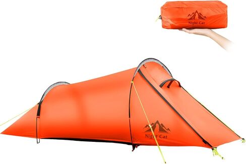 Night Cat Ultralight Tunnel Tent: Waterproof Lightweight Two People Backpacking Tent for Outdoor Camping Hiking Treeking with Double Layers Aluminum Poles and Footprint in Kuwait