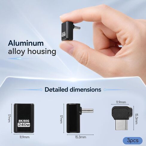 USB C 90 Degree Adapter 3 Pack USB C Right Angle Adapter, in Kuwait