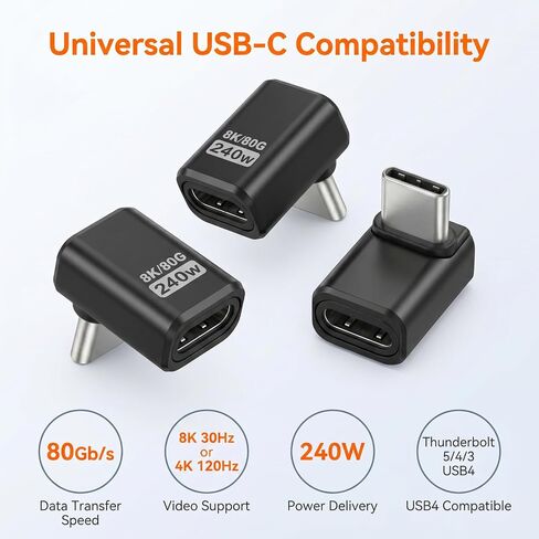 USB C 90 Degree Adapter 3 Pack USB C Right Angle Adapter, in Kuwait