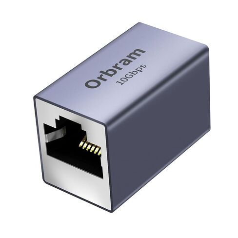 Orbram UL Listed Ethernet Extender 10Gbps, 2Pack RJ45 Coupler Adapter for Cat8/Cat7/Cat6a/Cat6/Cat5 Cable, 328ft Long-Distance Connection, Female to Female Coupler, Aluminum Alloy Shell, Space Grey in Kuwait