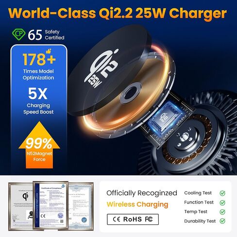 Upgrade for Qi2.2 25W for MagSafe Wireless Car Charger Mount, Space Black in Saudi Arabia