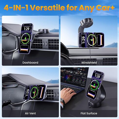 Upgrade for Qi2.2 25W for MagSafe Wireless Car Charger Mount, Space Black in Saudi Arabia