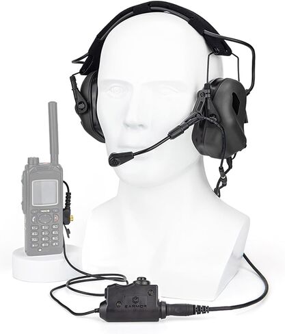EARMOR M32X PLUS Shooting Ear Protection and PTT, Tactical Headset with MIC, Nato TP120 & U-174 Connector and ARC Rail Helmet Adapters Ear Muffs for Noise Reduction with 5X Sound Amplification in Kuwait