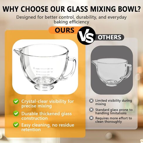 5QT Glass Mixing Bowl for KitchenAid 4.5-5 Quart Tilt-Head Stand Mixers in Kuwait