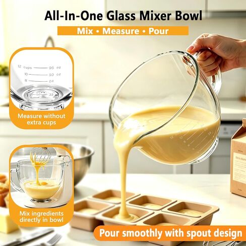 5QT Glass Mixing Bowl for KitchenAid 4.5-5 Quart Tilt-Head Stand Mixers in Kuwait