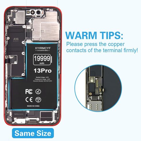XYIRMCYF 19999mAh Super Capacity Battery Compatible with iPhone 13 Pro, 0 Cycle Li-Polymer Replacement Battery for iPhone 13 Pro, with Professional Repair Tool Kit in Kuwait