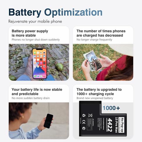 No Pop-up Unknown Part Warning for iPhone 15 Pro Max Diagnostic Battery - Truthfully Rated 4422 mAh Battery with Full Tool Kit in Kuwait