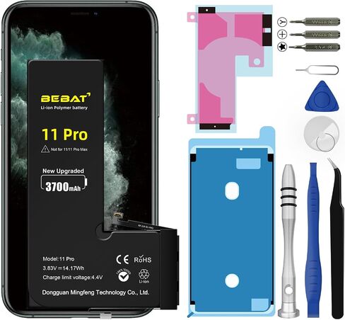 Replacement for iPhone 11 PRO Battery, 3700mAh High Capacity Li-ion Polymer Replacement Battery for Model A2160 A2215 A2217 with Professional Repair Tool Kits in Kuwait