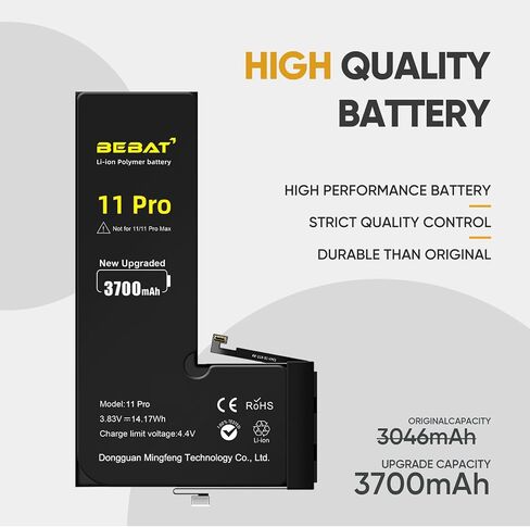 Replacement for iPhone 11 PRO Battery, 3700mAh High Capacity Li-ion Polymer Replacement Battery for Model A2160 A2215 A2217 with Professional Repair Tool Kits in Kuwait