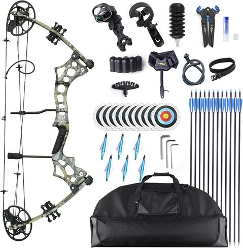Compound Bow and Arrow Set Adult Archery Kit Adjustable Draw Weight 30-65LBS Beginner Shooting Outdoors Convenient to Carry for Travel and Hunting Complete Set in Saudi Arabia