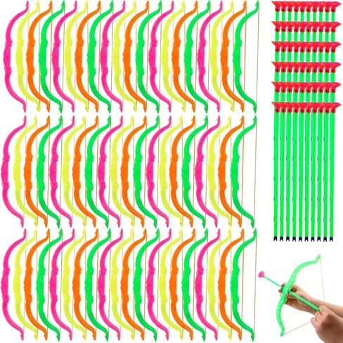 60 Pack Kids Bow and Arrow Sets Mini Bow and Toy Arrow Small Archery Bow Shooter for Kids Sports FunTarget Outdoor Game Sport Party Favors Gifts in Kuwait