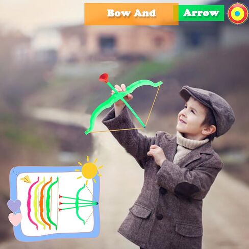 60 Pack Kids Bow and Arrow Sets Mini Bow and Toy Arrow Small Archery Bow Shooter for Kids Sports FunTarget Outdoor Game Sport Party Favors Gifts in Kuwait