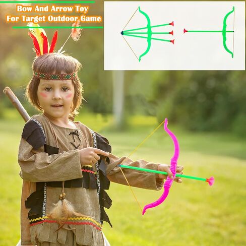60 Pack Kids Bow and Arrow Sets Mini Bow and Toy Arrow Small Archery Bow Shooter for Kids Sports FunTarget Outdoor Game Sport Party Favors Gifts in Kuwait