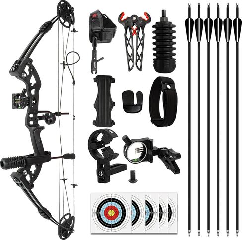 Compound Bow Kit Adjustable for Outdoor Use & Target Practice, 30-70lbs Archery Set with Carbon Arrows and Accessories in Kuwait