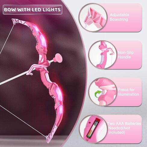 Bow and Arrow Set Girl Toys,LED Light Up Archery Set for Indoor Outdoor in Kuwait