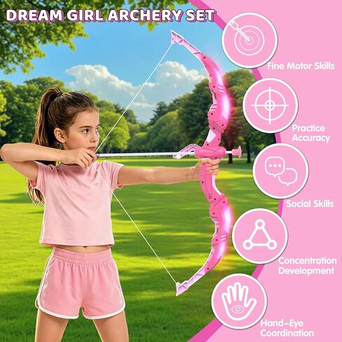 Bow and Arrow Set Girl Toys,LED Light Up Archery Set for Indoor Outdoor in Kuwait