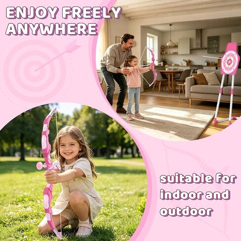Bow and Arrow Set Girl Toys,LED Light Up Archery Set for Indoor Outdoor in Kuwait