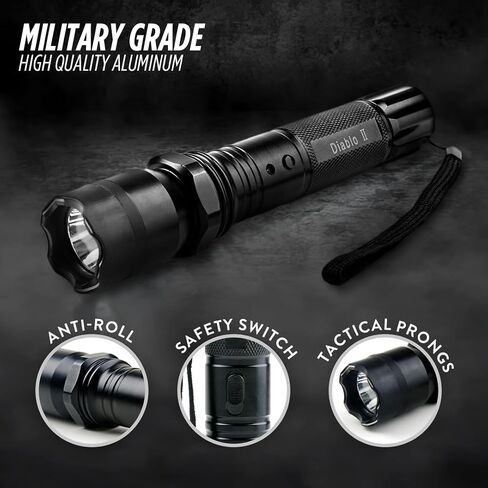 Diablo 2 Stun Gun Self Defense with LED Flashlight, Rechargeable Battery in Kuwait