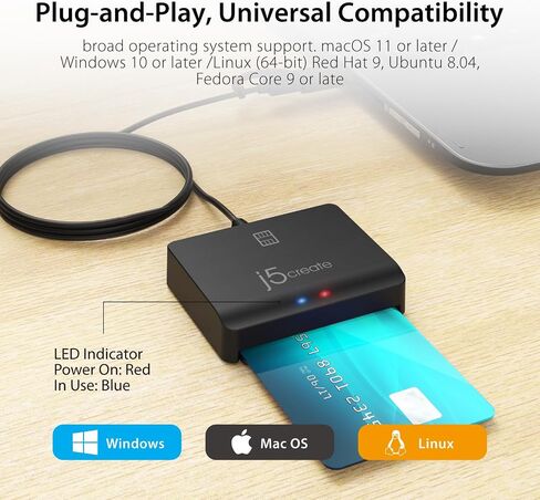 j5create Universal Smart Card/CAC Reader, TAA Compliant in Kuwait