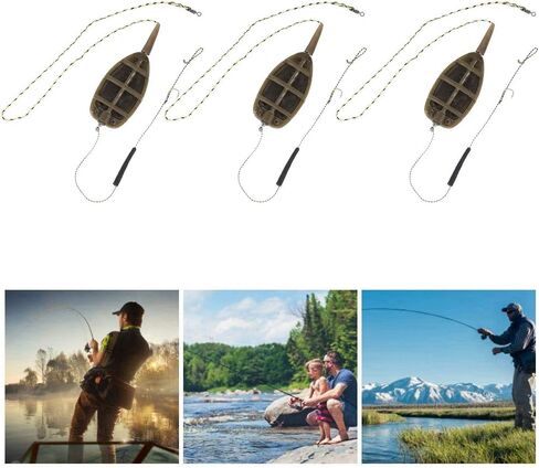 Inline Method Feeder, 3 PCS Method Feeders Carp Fishing Rig, Plastic Inline Carp Fishing Equipment in Kuwait