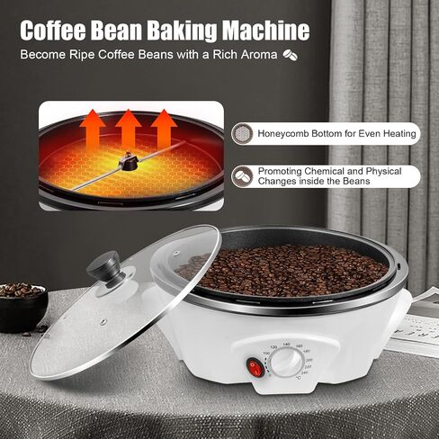 Electric Coffee Bean Roasters, 1.1lbs Commercial Coffee Bean Roasting Machine, Non-stick & Temperature Control(0-240℃), 110V Household Coffee Bean Baking Machine for Home Use Cafe Shop in Kuwait