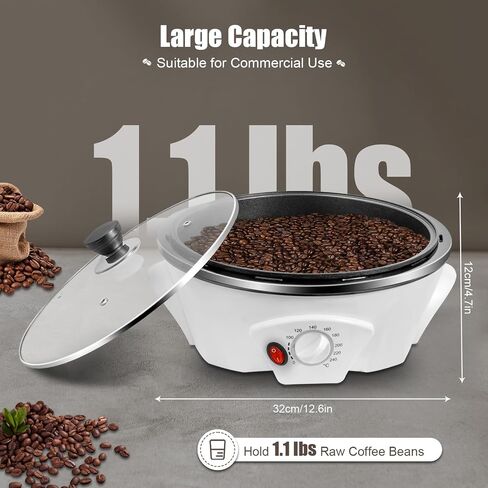 Electric Coffee Bean Roasters, 1.1lbs Commercial Coffee Bean Roasting Machine, Non-stick & Temperature Control(0-240℃), 110V Household Coffee Bean Baking Machine for Home Use Cafe Shop in Kuwait