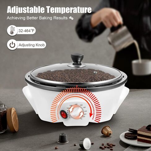 Electric Coffee Bean Roasters, 1.1lbs Commercial Coffee Bean Roasting Machine, Non-stick & Temperature Control(0-240℃), 110V Household Coffee Bean Baking Machine for Home Use Cafe Shop in Kuwait