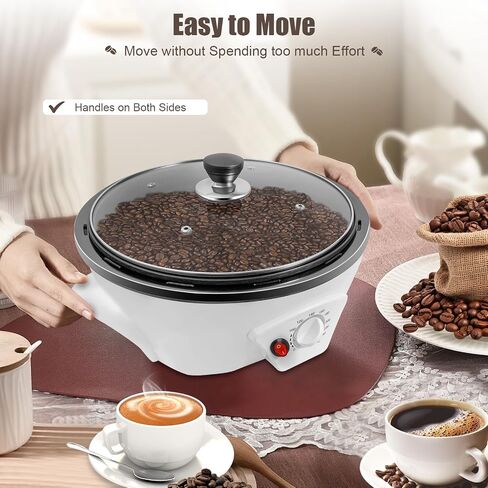 Electric Coffee Bean Roasters, 1.1lbs Commercial Coffee Bean Roasting Machine, Non-stick & Temperature Control(0-240℃), 110V Household Coffee Bean Baking Machine for Home Use Cafe Shop in Kuwait