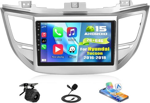 SIXTOP 2+64G Android Car Stereo Radio for Hyundai Tucson 2016-2018 Wireless CarPlay Android Auto 9 Inch Touchscreen Bluetooth GPS Navigation FM/RDS WiFi EQ SWC AHD Rear Camera 26UI Mirror Link in Kuwait