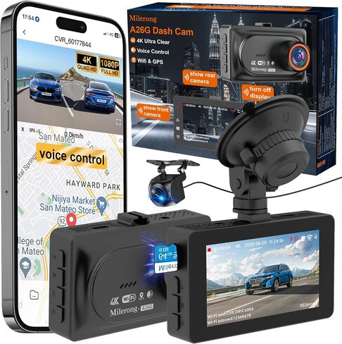 Dual Dash Cam Front and Inside with 64GB Card,1080P Dash Camera for Cars in Kuwait