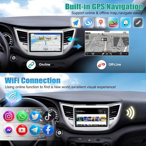 SIXTOP 2+64G Android Car Stereo Radio for Hyundai Tucson 2016-2018 Wireless CarPlay Android Auto 9 Inch Touchscreen Bluetooth GPS Navigation FM/RDS WiFi EQ SWC AHD Rear Camera 26UI Mirror Link in Kuwait