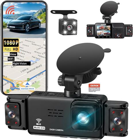 5 Channel Dash Cam 360° View with 5G WiFi & APP Control in Kuwait