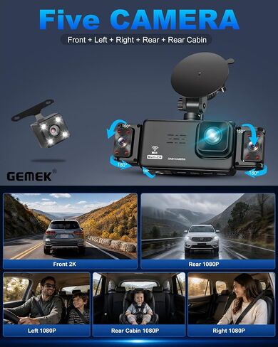 5 Channel Dash Cam 360° View with 5G WiFi & APP Control in Kuwait