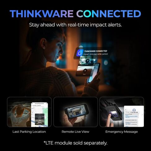 THINKWARE ARC800 4K Front and 1080P Rear Dash Cam, Sony STARVIS 2, Dual HDR, AI Night Vision in Parking Mode, 2.3 in Touchscreen, 5GHz Wi-Fi, GPS, 32GB microSD Incl, 512GB Max Capacity in Kuwait